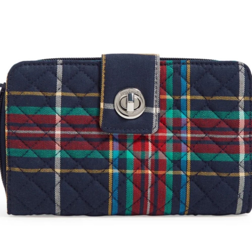 Vera Bradley Quilted Tartan Plaid Turnlock Wallet - Picture 4 of 6